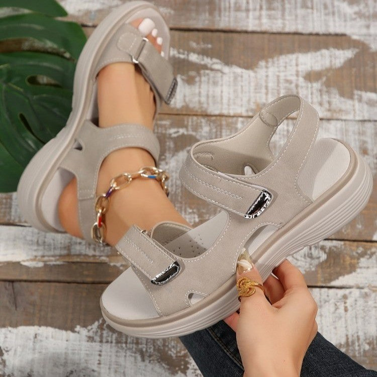 Damen Komfortable Riemensandalen mit verstellbarem Klettverschluss und ergonomischer Sohle