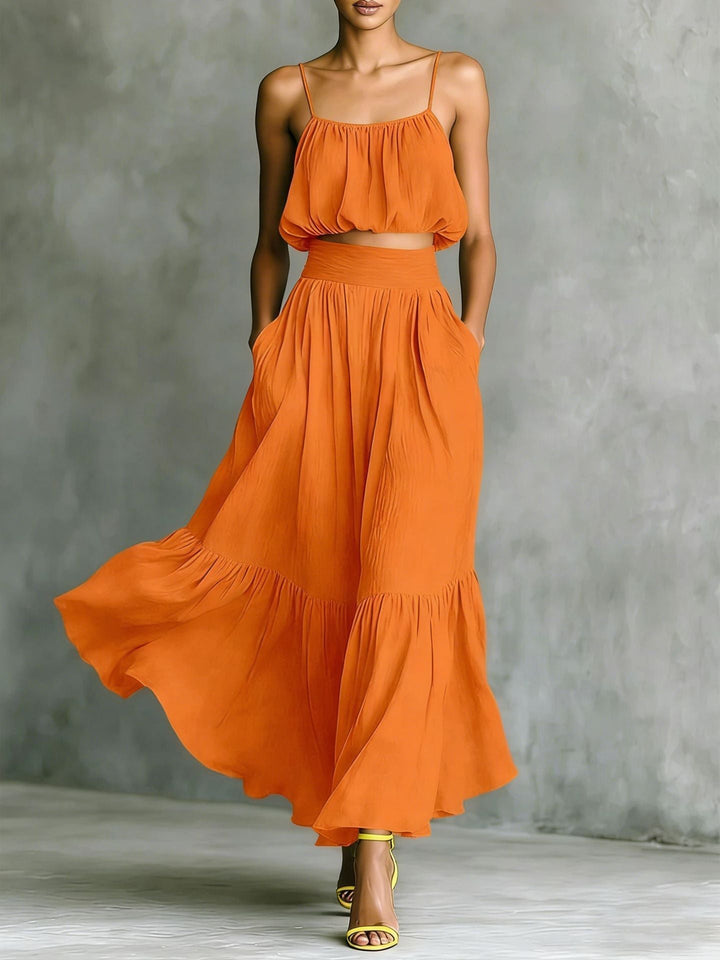 Damen Sommerliches Zweiteiler-Kleid mit fließendem Schnitt und praktischen Taschen