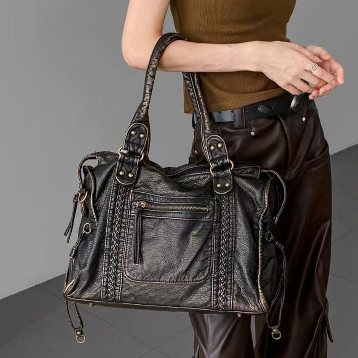 Damen Handtasche mit strukturierter Kunstlederoberfläche und praktischem Reißverschluss Nord Taschen