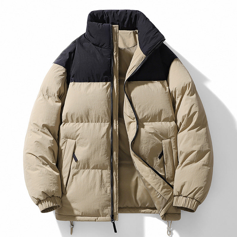 Herren Gefütterte Steppjacke mit hohem Kragen, Kordelzugsaum und Kontrastpaneel Nord Taschen