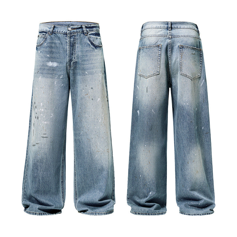 Herren Weite Vintage-Denim-Jeans im Painter-Look mit tiefem Schritt und geradem Saum Nord Taschen