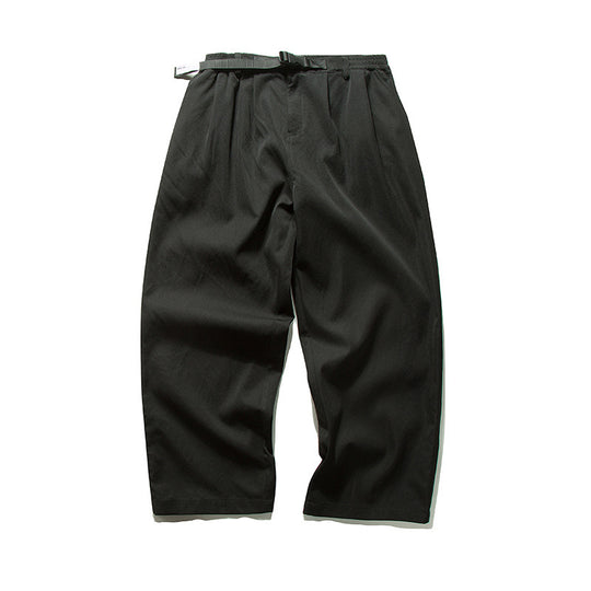 Herren Weitgeschnittene Relaxed-Hose mit elastischem Bund, Bundfalten und integriertem Webgürtel Nord Taschen