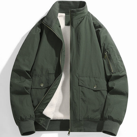 Herren Utility-Fliegerjacke mit Teddyfutter, Stehkragen und Ärmel-Tasche Nord Taschen