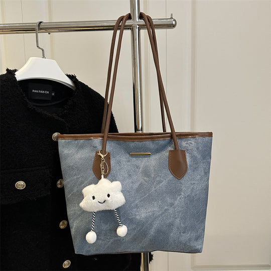 Damen Shopper-Tasche aus strapazierfähigem Canvas mit eleganten Ledergriffen Nord Taschen
