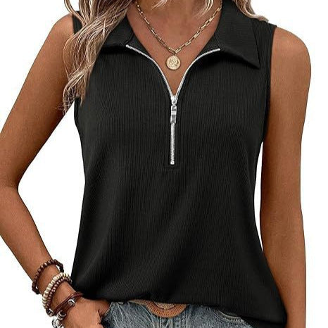 Damen ärmelloses Polo-Shirt mit Reißverschluss