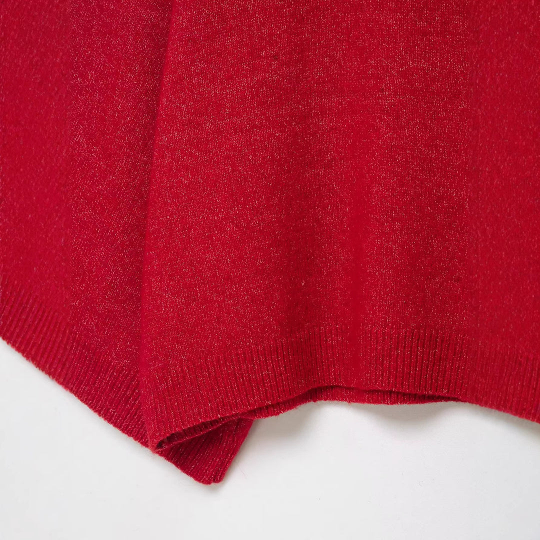 Damen Weicher Cape-Pullover mit weitem Fall und Stehkragen aus Glitzergarn Nord Taschen
