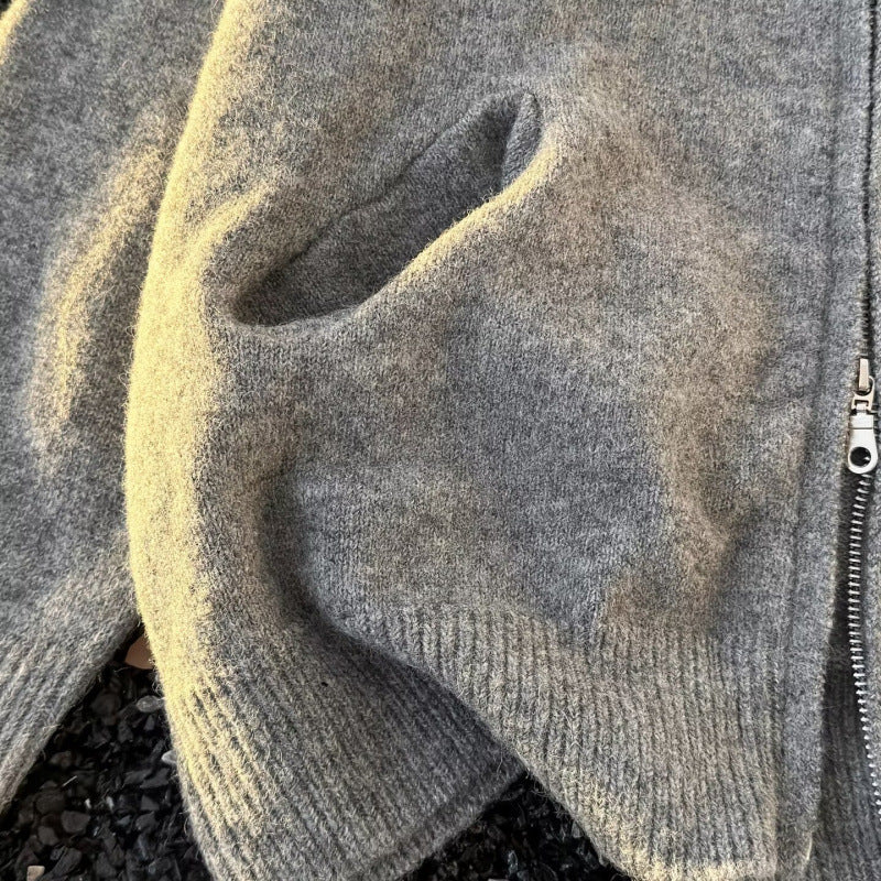 Unisex Feinstrick-Zipcardigan mit Rundhals und weichem Alpaka‑Mix Nord Taschen