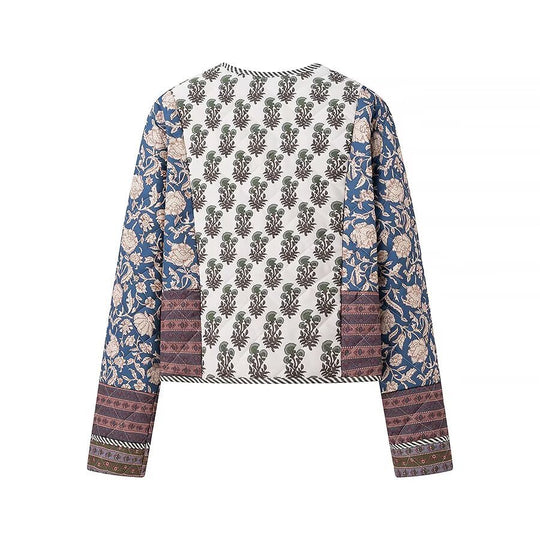 Damen Gesteppte Kurzjacke im Boho‑Patchwork‑Stil mit offenem Vorderteil Nord Taschen