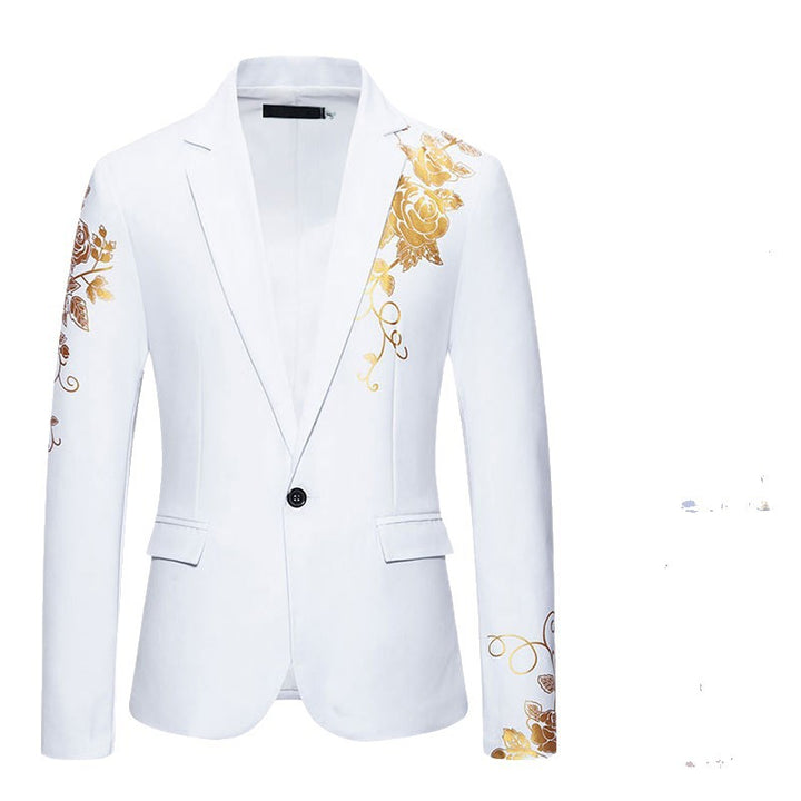 Herren eleganter taillierter Smoking-Blazer mit floraler Verzierung Nord Taschen