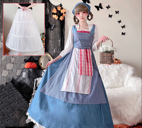 Damen Vintage Schürzenkleid mit fließendem Rock und zarten Rüschendetails Nord Taschen