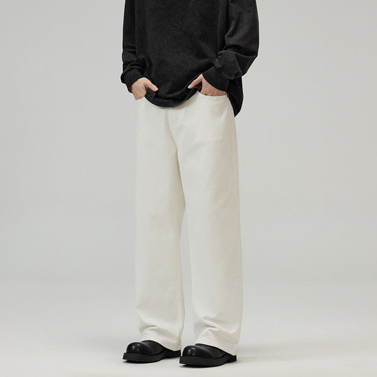 Herren Weite Baumwoll‑Twill‑Hose mit hohem Bund und geradem Bein Nord Taschen