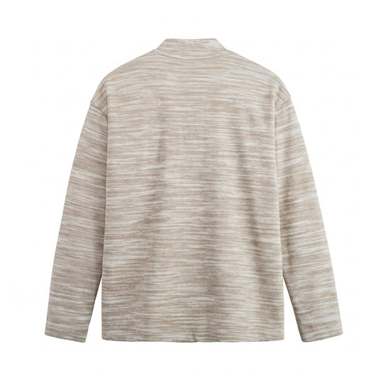 Herren Strukturierter Henley-Strickpullover mit Stehkragen und Melange-Struktur Nord Taschen