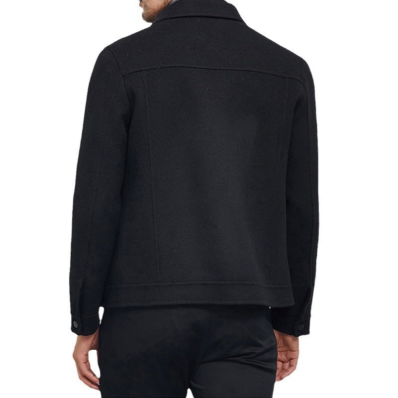 Herren Kastenförmige Wollmix-Blousonjacke mit verdeckter Druckknopfblende und Eingrifftaschen Nord Taschen