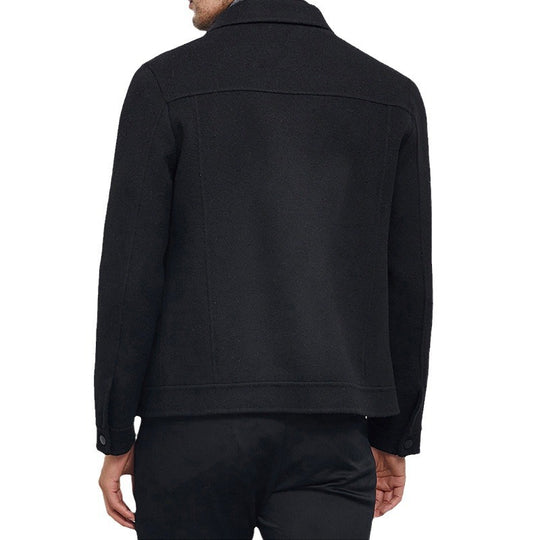 Herren Kastenförmige Wollmix-Blousonjacke mit verdeckter Druckknopfblende und Eingrifftaschen Nord Taschen