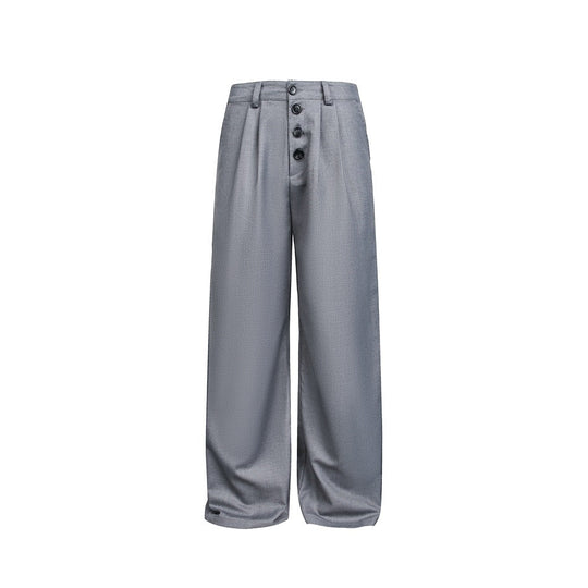 Damen Weite High-Waist Bundfaltenhose mit markanter Knopfleiste Nord Taschen