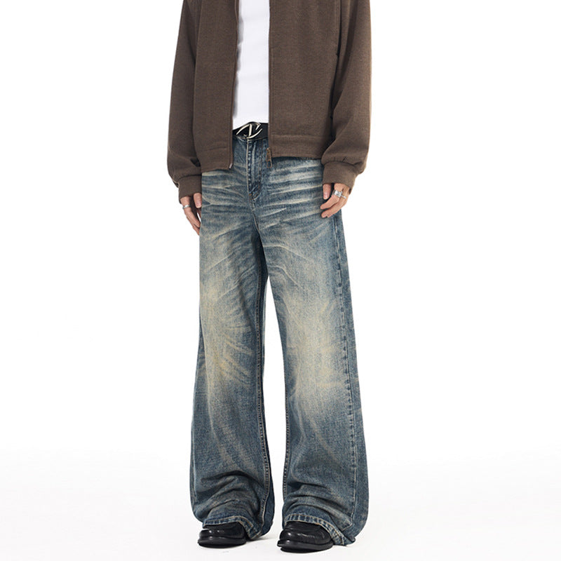Herren Extremweite Vintage-Denim Baggy-Jeans mit tiefem Schritt und extra langer Saumlänge Nord Taschen