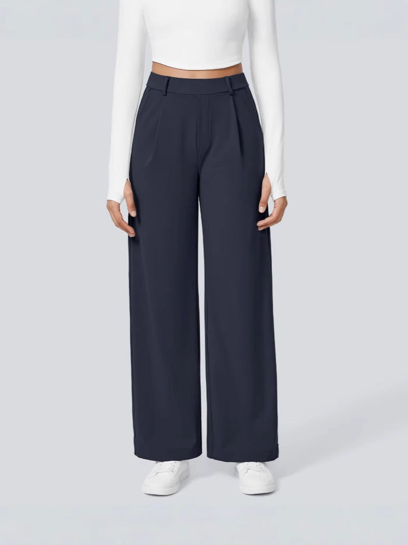 Damen Elegante High‑Waist Palazzo‑Hose mit vorderen Bundfalten und Eingrifftaschen Nord Taschen