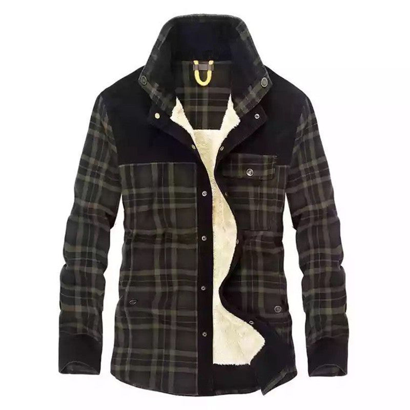 Herren Flanell‑Fieldshirt mit Teddyfleece‑Innenfutter und Velours‑Schulterpartie Nord Taschen