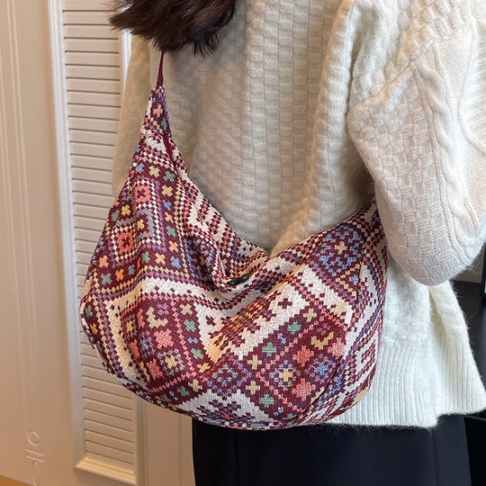Damen Hobo-Tasche mit buntem geometrischem Muster Nord Taschen