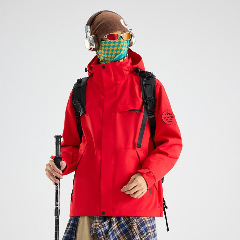 Herren Wasserdichte Outdoor-Softshelljacke mit Kapuze, hohem Stehkragen & Reißverschlusstaschen Nord Taschen