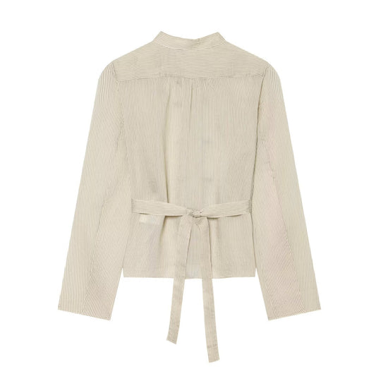 Damen Kurzjacke mit Stehkragen, chinesischen Kordelverschlüssen und Nadelstreifen Nord Taschen