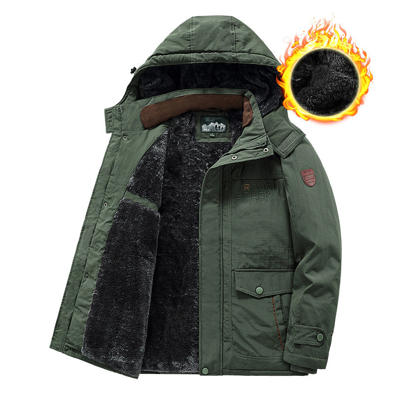 Herren wärmender gefütterter Kapuzenparka mit durchgehendem Teddyfleecefutter und Utility‑Taschen Nord Taschen