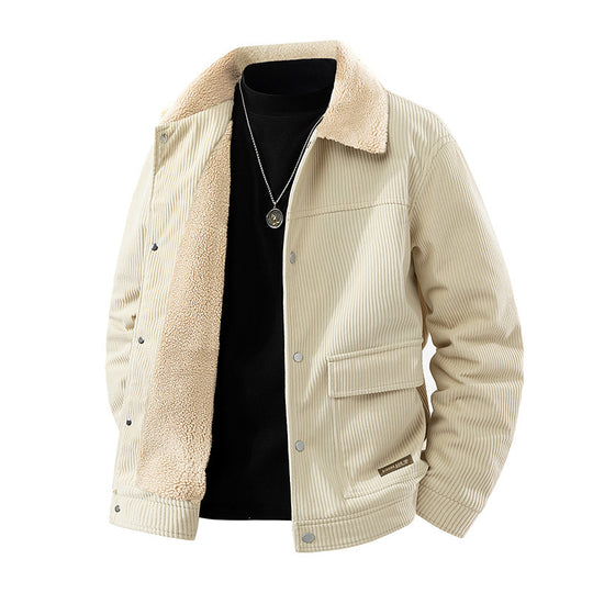 Herren Lässige Cordjacke mit Teddyfutter Nord Taschen