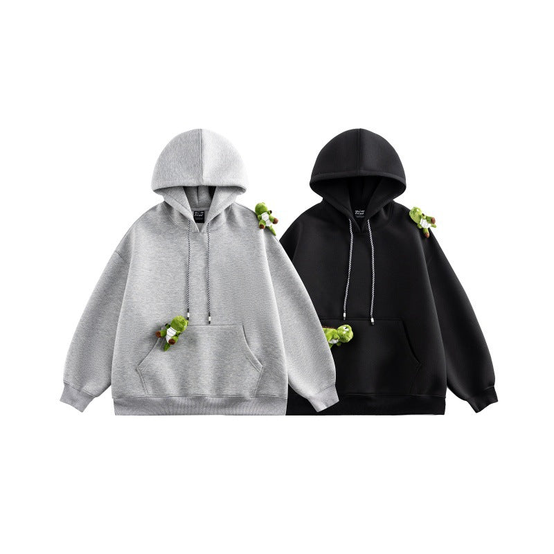 Unisex Oversize-Kapuzenpullover aus French-Terry mit Kängurutasche und abnehmbaren Plüschanhänger Nord Taschen
