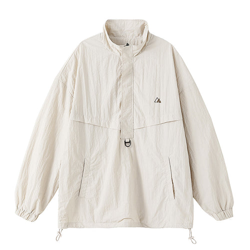 Unisex Oversize Anorak mit Halbzip, Stehkragen, Kängurutasche und Kordelzug Nord Taschen