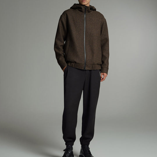 Herren Kurze Wollmisch-Kapuzenjacke mit Reißverschluss und elastischem Saum Nord Taschen