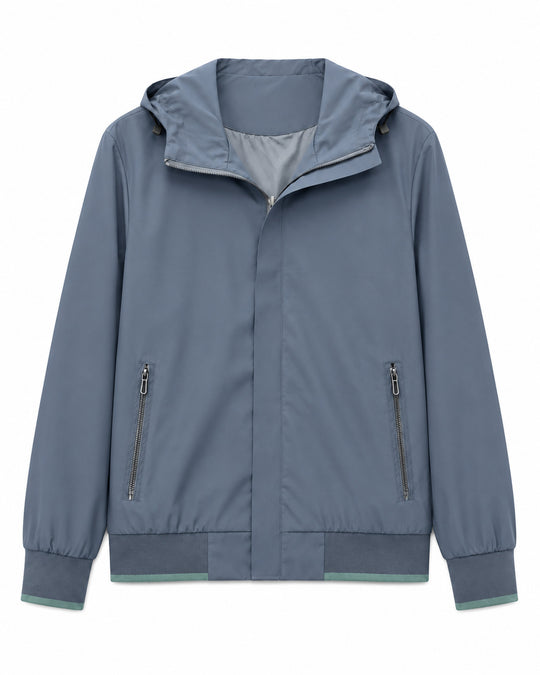 Herren Kapuzen-Blouson Leichter Windbreaker mit geripptem Saum und verdeckter Reißverschlussleiste Nord Taschen