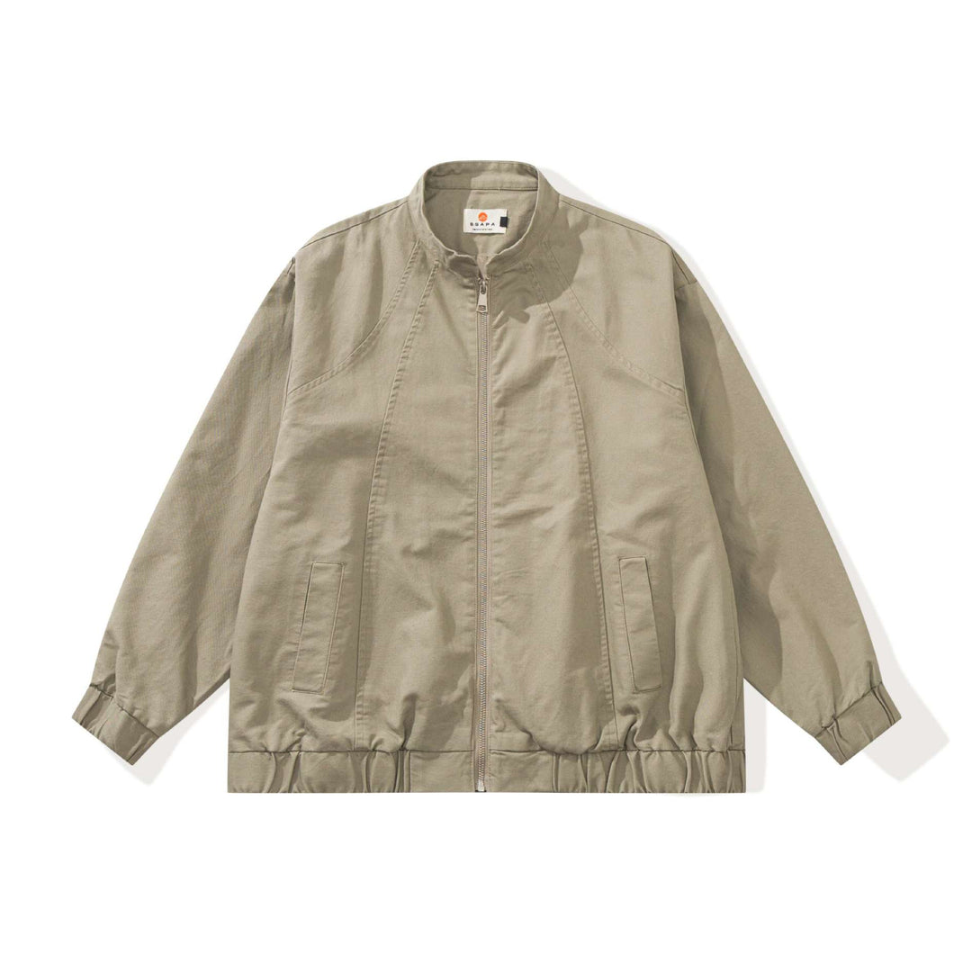 Unisex Kastig geschnittene Canvas‑Zipjacke mit Stehkragen, Tunnelzugsaum und Utility‑Taschen Nord Taschen