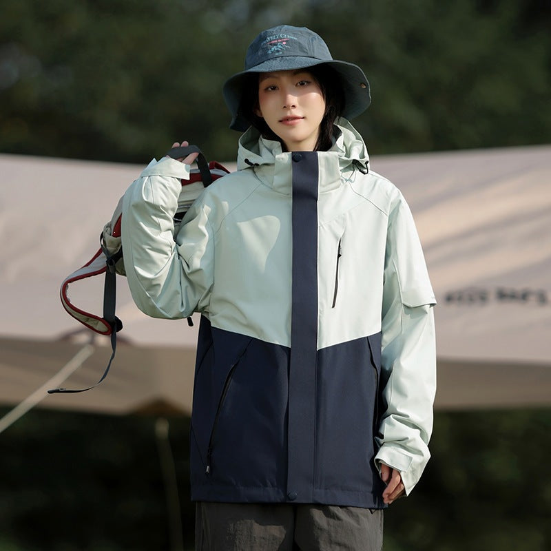 Herren Zweifarbige Wind- und Wasserabweisende Softshelljacke mit Kapuze Nord Taschen