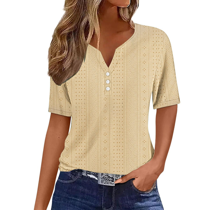 Damen Komfortables Kurzarmshirt mit Knopfdetails