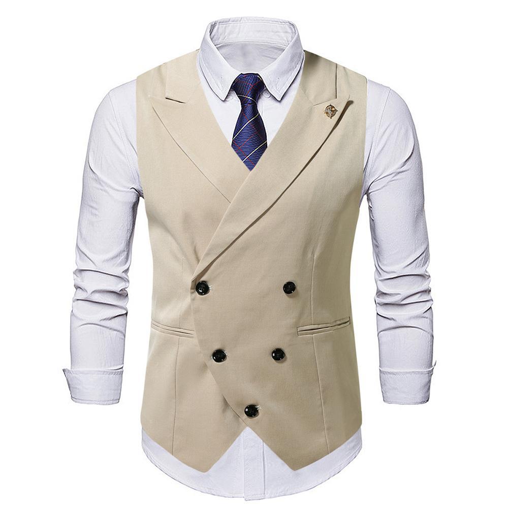 Herren elegante Business-Weste mit doppelter Knopfleiste und feiner Textur