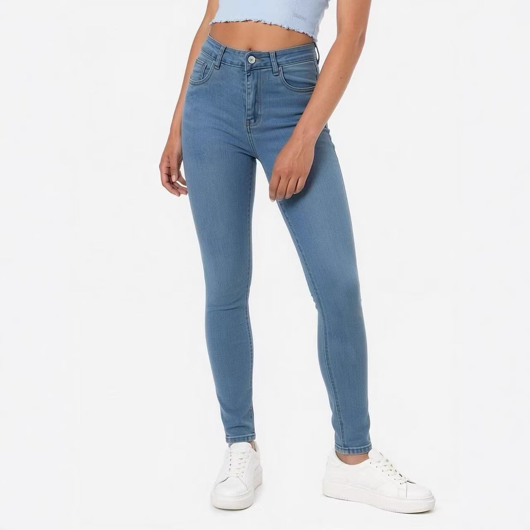 Damen hochgeschnittene Skinny-Jeans mit figurformendem Stretch und knöchellanger Passform Nord Taschen