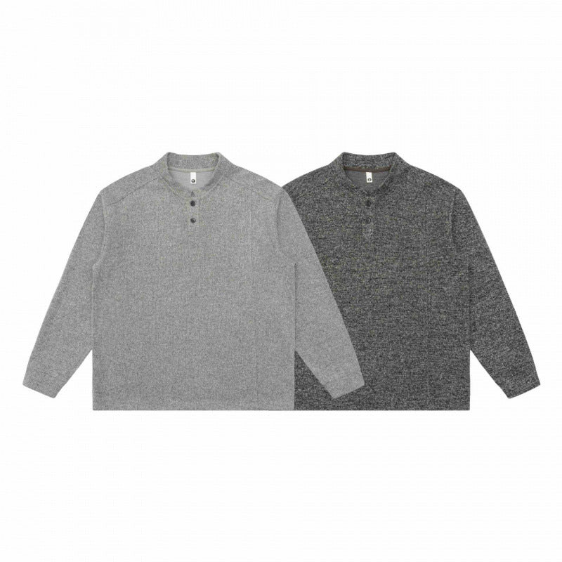 Unisex Feinstruktur-Henley-Strickpullover mit Raglanärmeln und Relaxed-Schnitt Nord Taschen