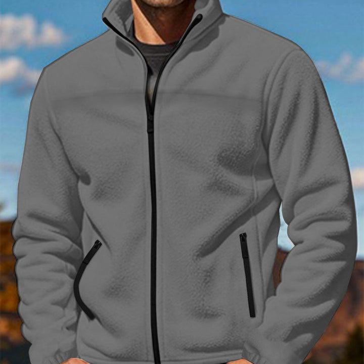Herren Fleecejacke mit hochschließendem Kragen und Reißverschlusstaschen