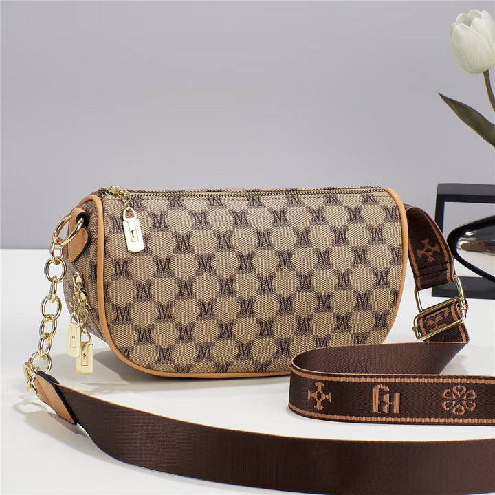 Damen elegante Umhängetasche mit feinem Monogramm und abnehmbarem Schulterriemen Nord Taschen