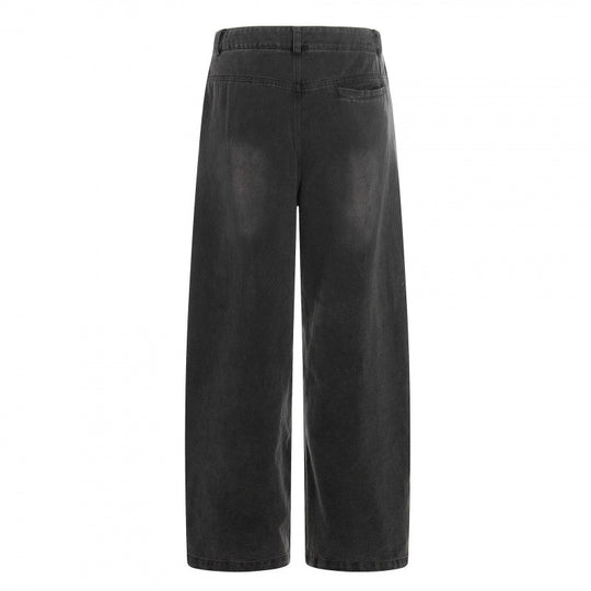 Damen hochgeschnittene Weitbein-Jeans im Utility-Look mit aufgesetzten Taschen Nord Taschen