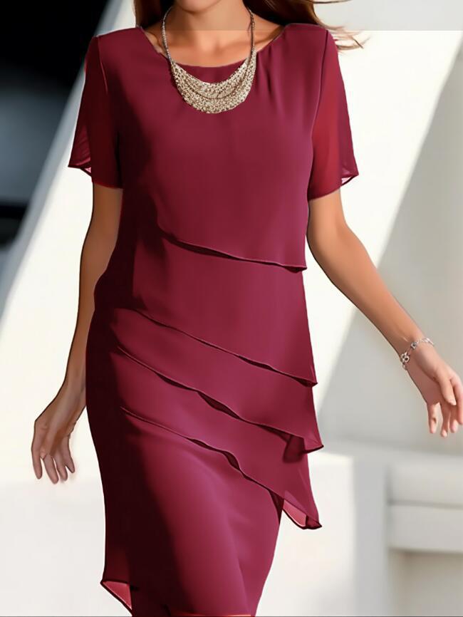 Damen elegantes Wickelkleid mit Schichten