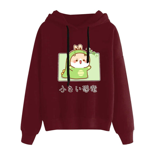 Damen nan kurz geschnittener Cropped-Kapuzenpullover mit niedlicher Frosch-Illustration und verstellbarer Kapuze Nord Taschen
