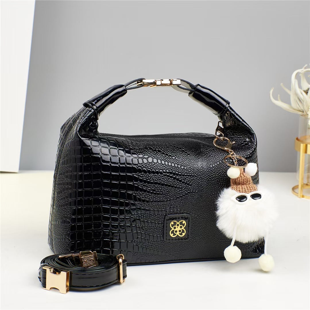 Damen Handtasche mit strukturiertem Krokodilleder und abnehmbarem Tragegurt Nord Taschen