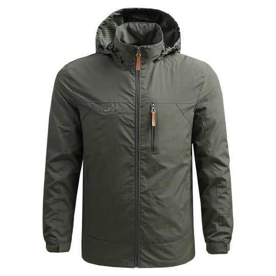 Herren Leichte atmungsaktive Outdoorjacke mit Kapuze, Brust-Reißverschluss und windabweisender Shell Nord Taschen