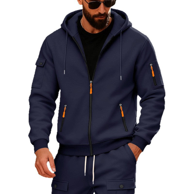 Herren Sportliche Zip-Hoodie mit Innovativen Reißverschlusstaschen
