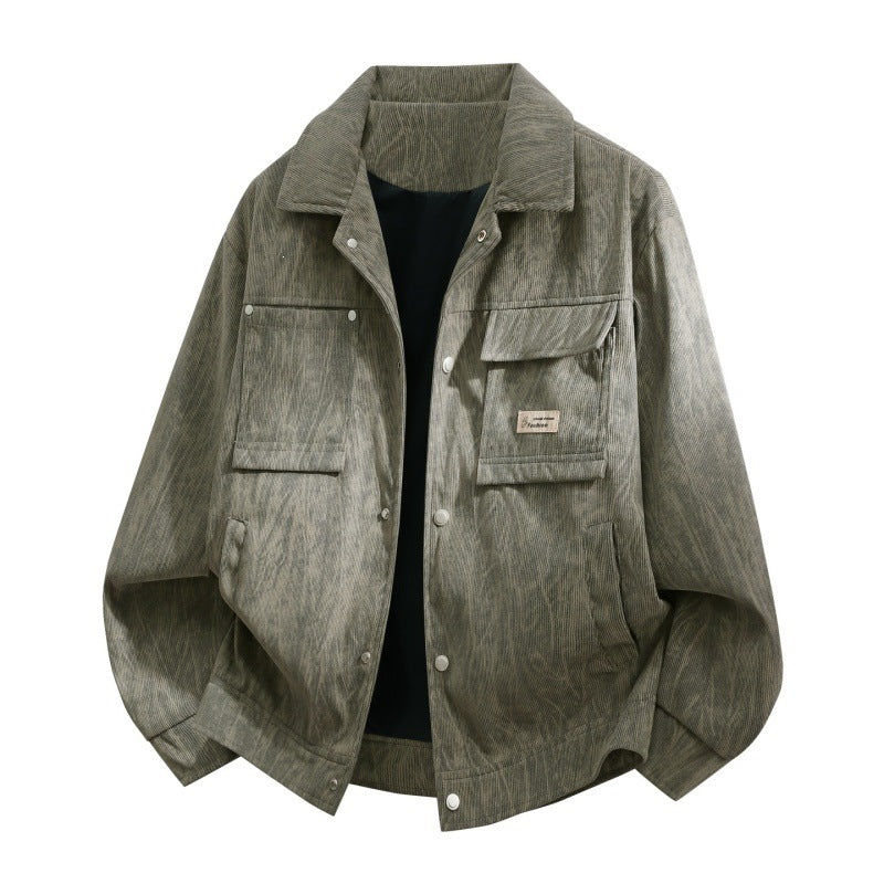 Herren Utility-Overshirt aus Vintage-Optik mit Druckknopfleiste, Pattentaschen & gebürsteter Struktur Nord Taschen