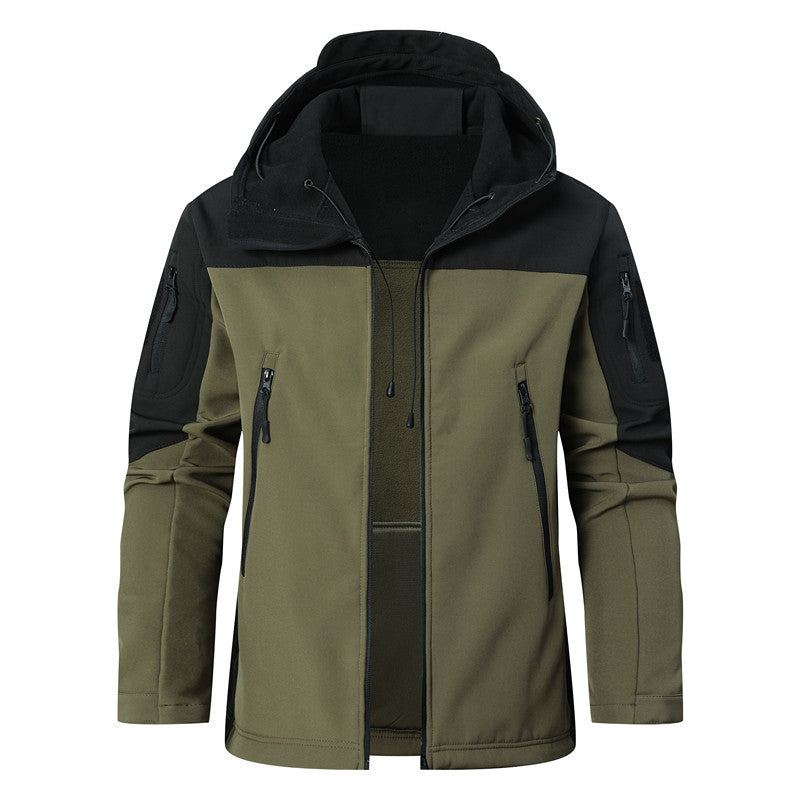 Herren Softshell-Taktikjacke mit Kapuze, verstärkten Ärmeln und Mehrfach-Reißverschlusstaschen Nord Taschen