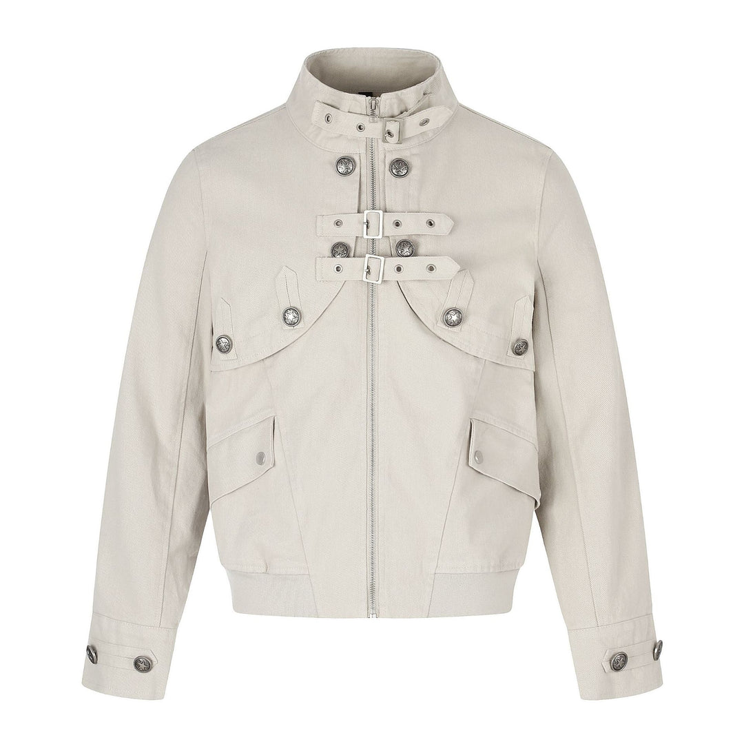Damen Kurzblouson im Boxy‑Schnitt mit Stehkragen, Schnallenriegeln und Pattentaschen Nord Taschen