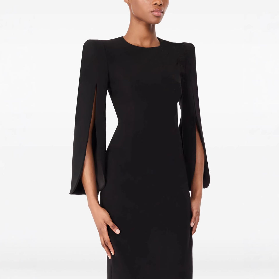 Damen Schlankes Abendkleid mit Cape-Ärmeln und tailliertem Schnitt Nord Taschen