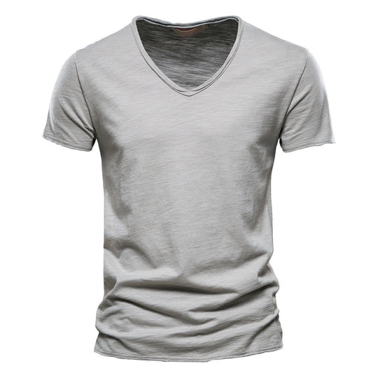 Herren nan leichtes Baumwolljersey Kurzarmshirt mit V-Ausschnitt und schmaler Passform